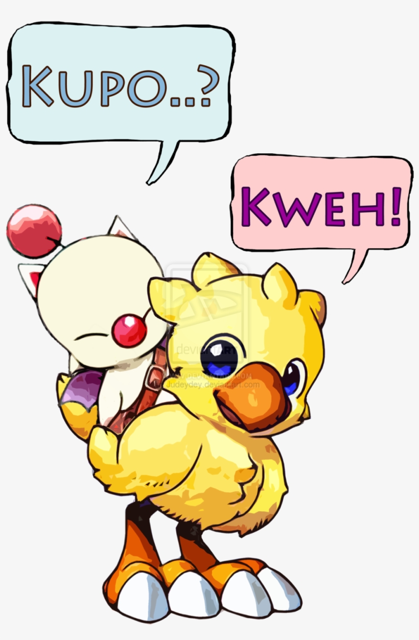 Chocobo And Moogle By Judeydey - Final Fantasy Mog And Chocobo, transparent png #1797169