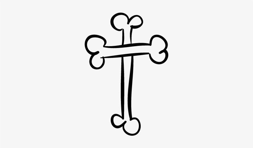 Bones Cross Religious Halloween Sign Outline Vector - Bone Cross, transparent png #1797455
