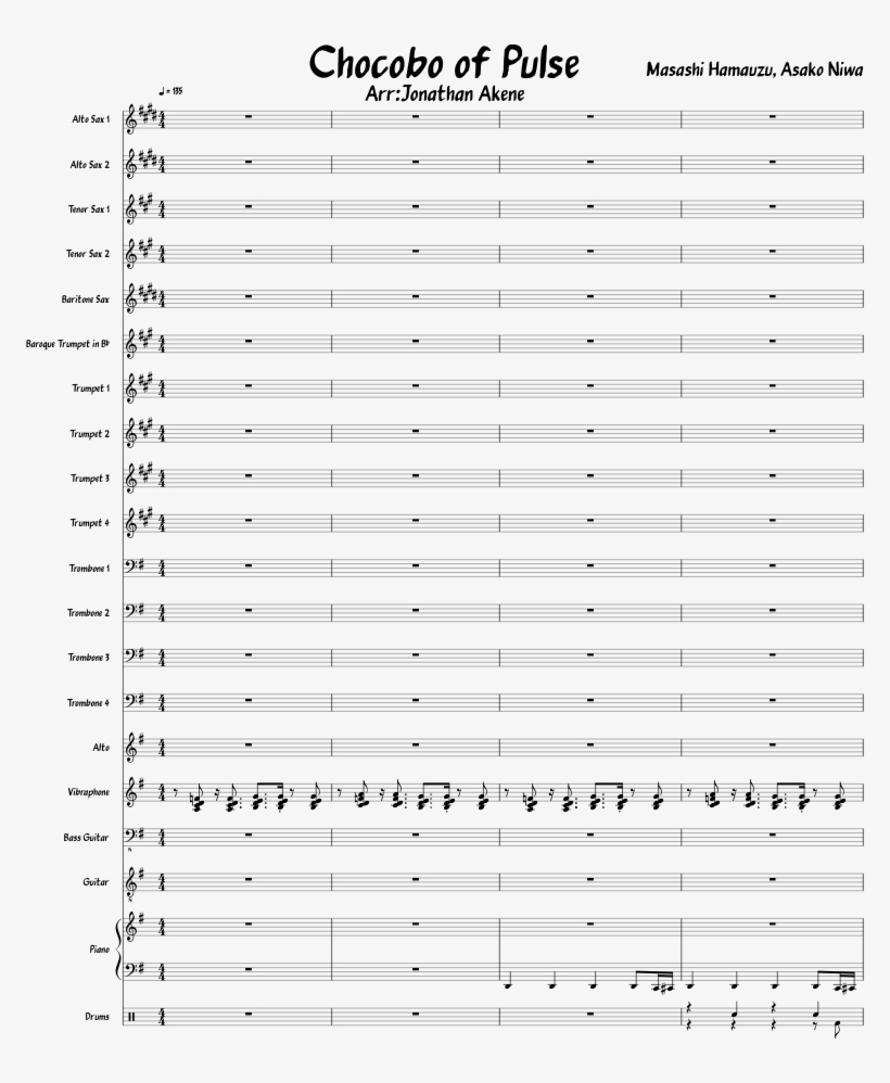 Chocobo Of Pulse Sheet Music Composed By Masashi Hamauzu, - Document, transparent png #1797517