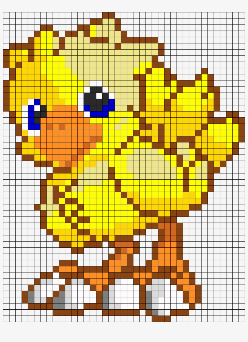 Chocobo Perler Bead Pattern / Bead Sprite - Chocobo Final Fantasy Pixel, transparent png #1797778