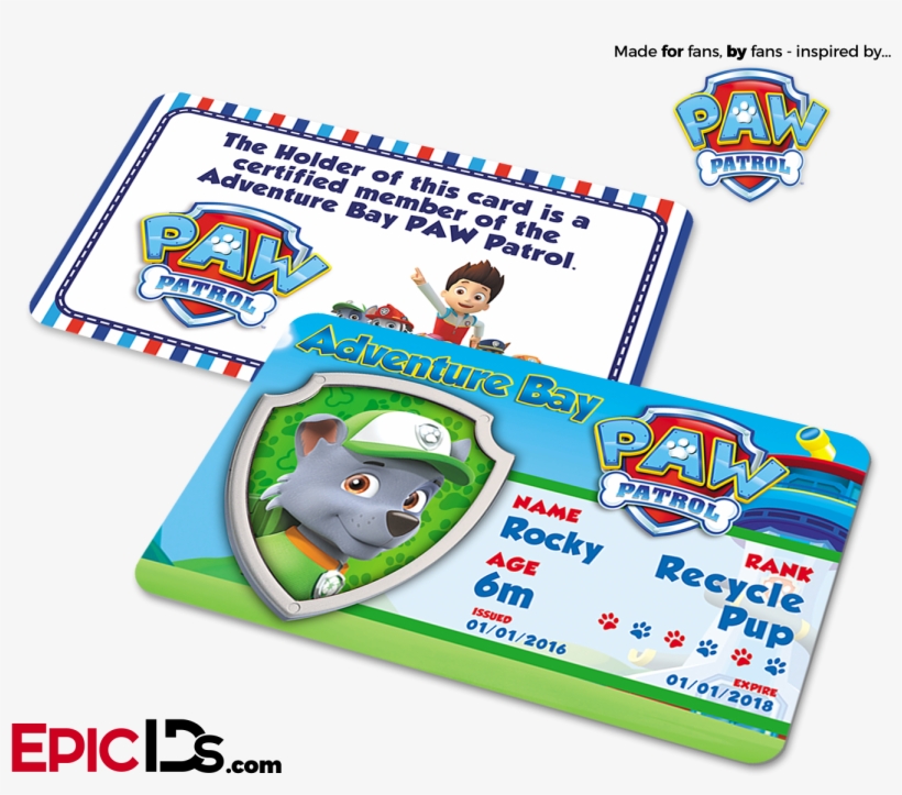 Paw Patrol Inspired Adventure Bay Paw Patrol Id Card - Paw Patrol Id, transparent png #1798272