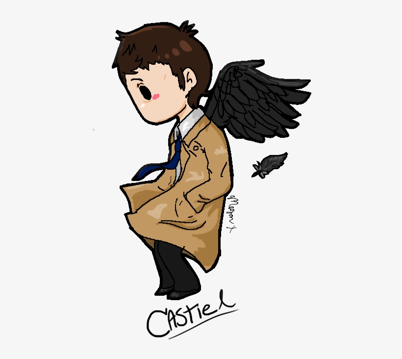 Castiel Drawing Cartoon - Supernatural Cas Cartoon Drawing, transparent png #1799198