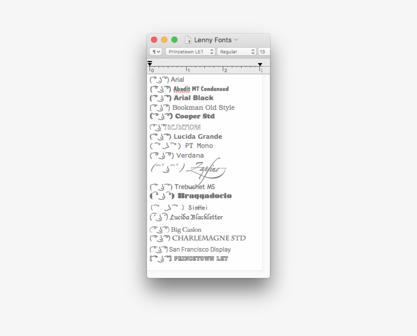 I Made Lenny Face In Different Fonts - Original File Cannot Be Found Mac, transparent png #180247