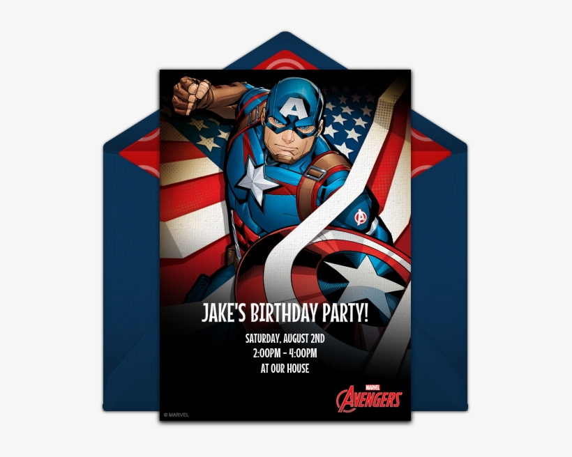 Avengers Captain America Online Invitation - Captain America Invitation Online, transparent png #180393