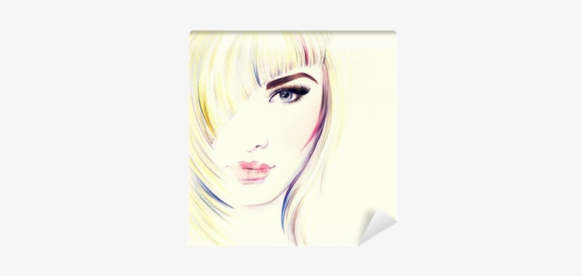 Beautiful Woman Face - Art Print: Ismagilova's Beautiful Woman Face. Watercolor, transparent png #181020