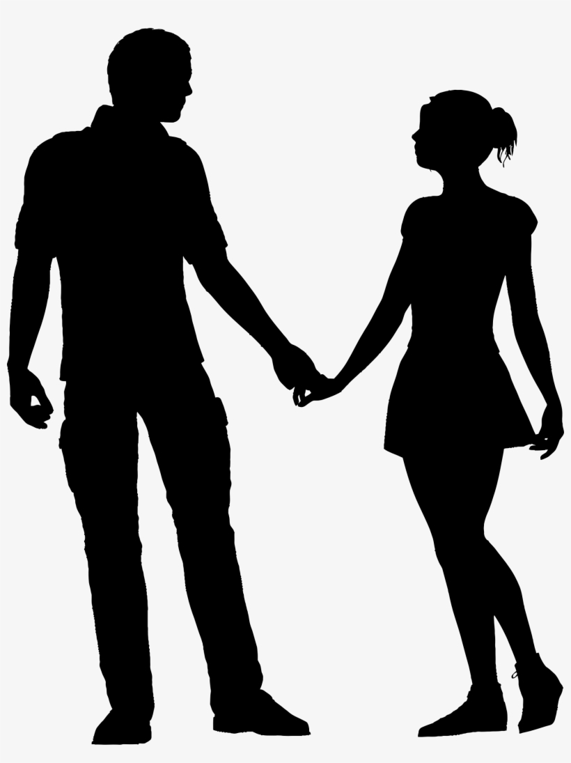 Silhouette Couple Png Png - Couple Holding Hands Black Silhouette, transparent png #183269