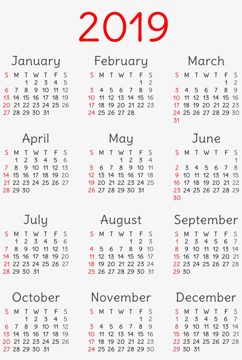 2019 Calendar Png Transparent, transparent png #183714