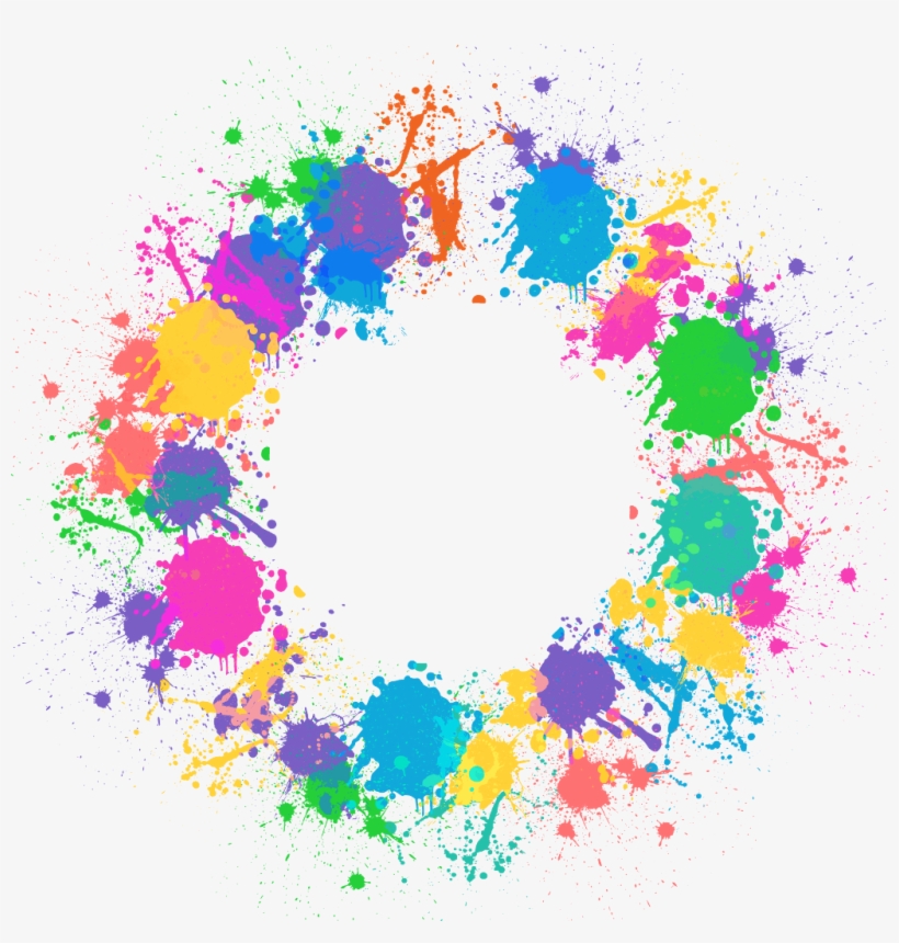 Ftestickers Watercolor Circle Wreath Colorful - Color Splash Paint Png