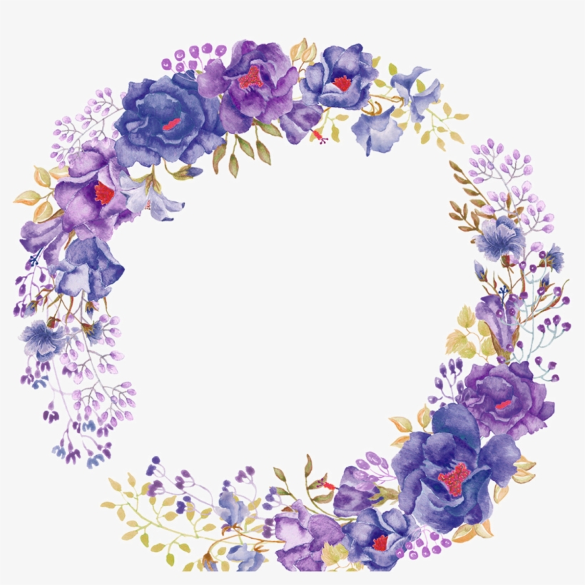 Ftestickers Watercolor Flowers Floralwreath Purple - Watercolor Art Paintings Flowers, transparent png #184571