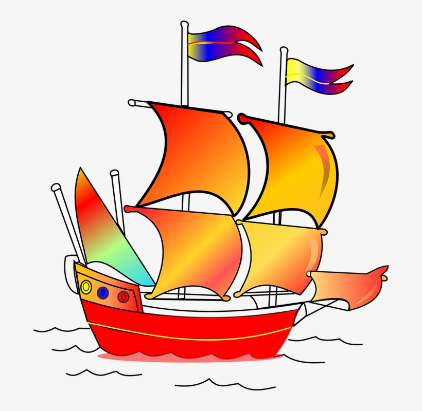 Sailing Ship Clipart Music - Gambar Kapal Layar Kartun, transparent png #184623
