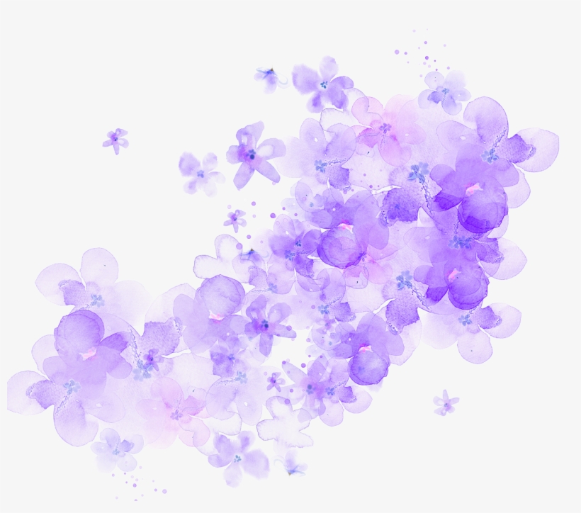 Ftestickers Watercolor Flowers Purple Transparent - Cherry Blossom Watercolor Flower Png, transparent png #185217