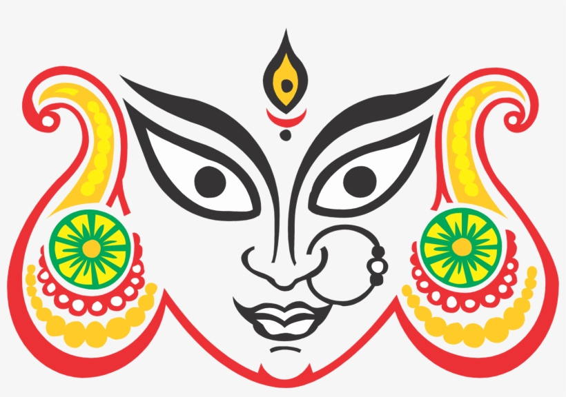 Durga Maa Face Png - Durga Maa Face Drawing, transparent png #186468