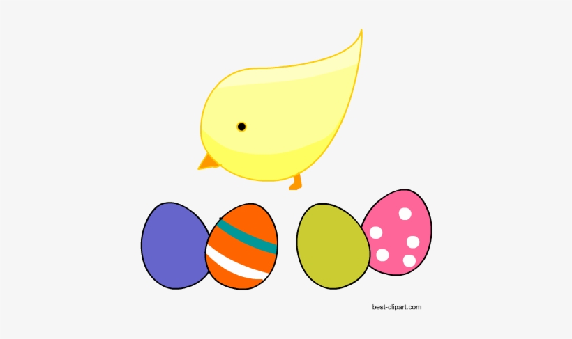 Easter Chick Standing Among Colorful Easter Eggs Clip - Colorful Easter Eggs, transparent png #186667