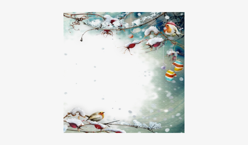 Winter Birds Border Frame - Winter Flower Frame A4, transparent png #187597