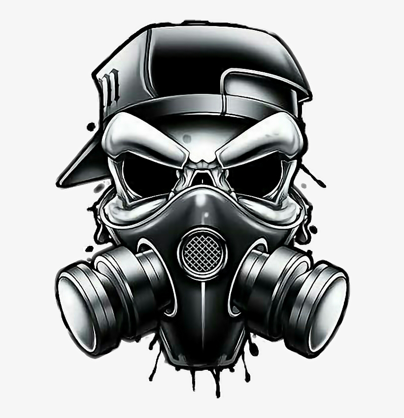 Graffiti Skull Gangster - Skull With Gas Mask Drawing - Free