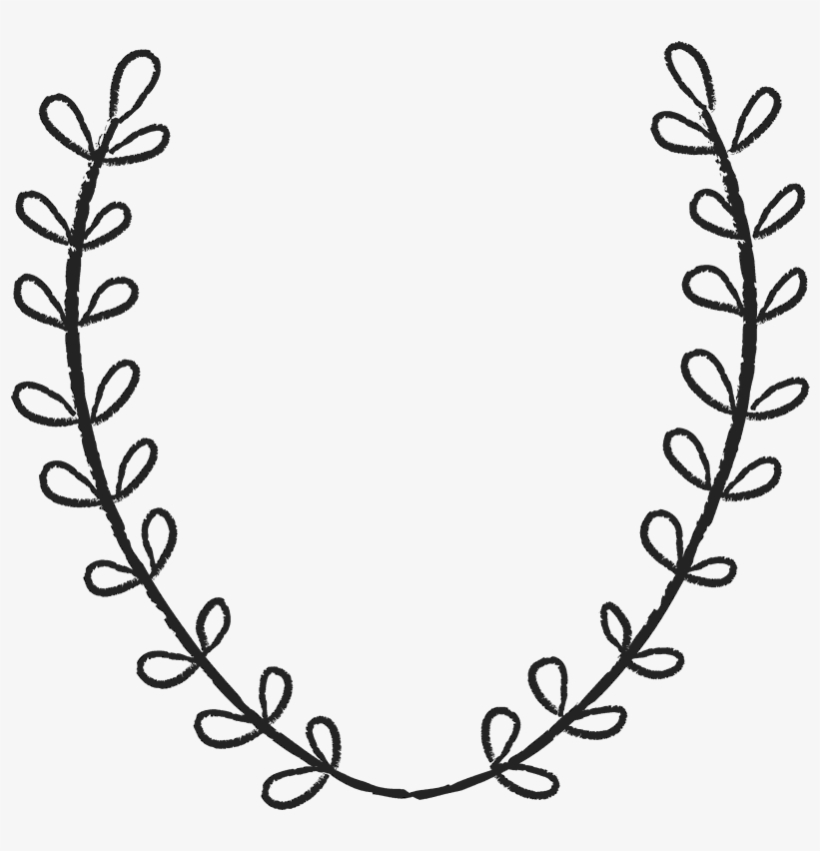 Laurel Wreath Rubber Stamp - Greenery Clip Art Black And White, transparent png #1800026