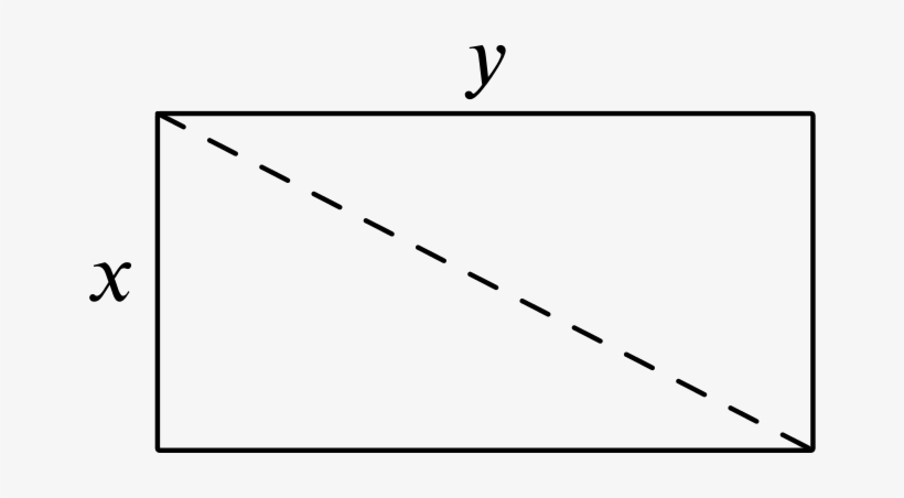 Rectangle With Side Lengths X And Y, And Diagonal Marked - Calligraphy, transparent png #1800863