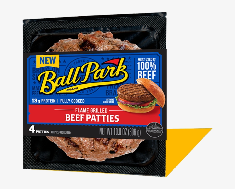 Flame Grilled Beef Patties - Ball Park Refrigerated Patties, transparent png #1801887