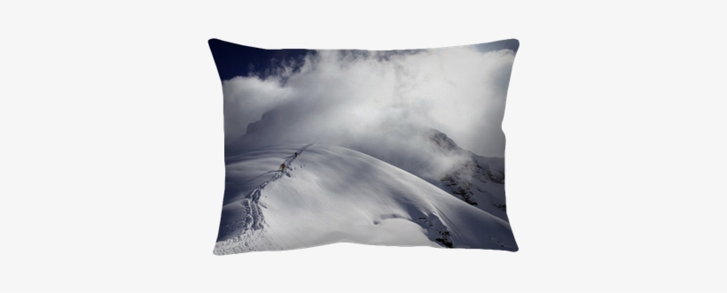 Skiers Climbing A Snowy Mountain Throw Pillow • Pixers® - Snow Backcountry, transparent png #1802076