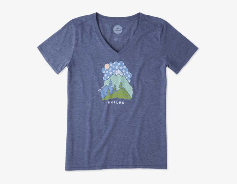 Women's Unplug Snowy Mountain Cool Vee - Life Is Good Women's Unplug Snowy Mountain Cool Vee, transparent png #1802105