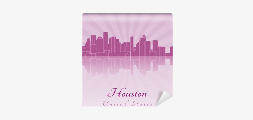 Houston Skyline In Purple Radiant Orchid Wall Mural - Houston, transparent png #1802533