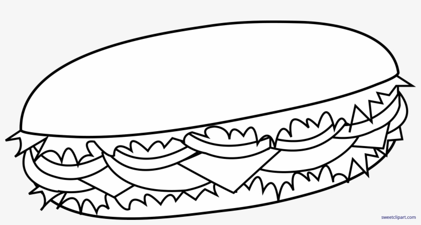 Sub Lineart Clip Art Sweet - Cheese Sandwich Clipart Black And White, transparent png #1802536