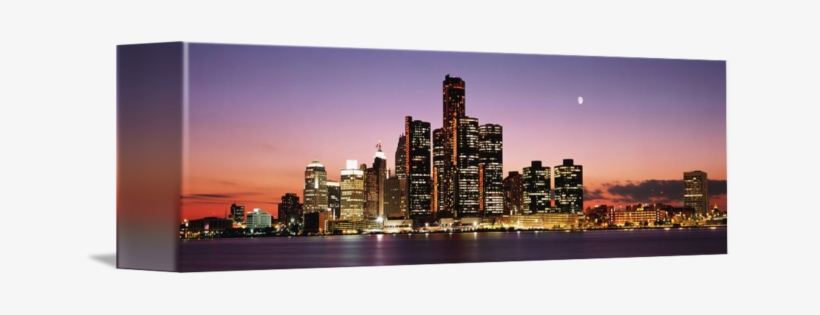 Night Skyline Detroit Mi By Panoramic Images - Gallery-wrapped Canvas Art Print 10 X 3 Entitled Night, transparent png #1802690