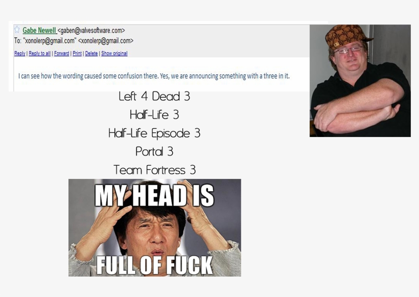 Scumbag Gabe Newell - My Mind Is Full, transparent png #1803992
