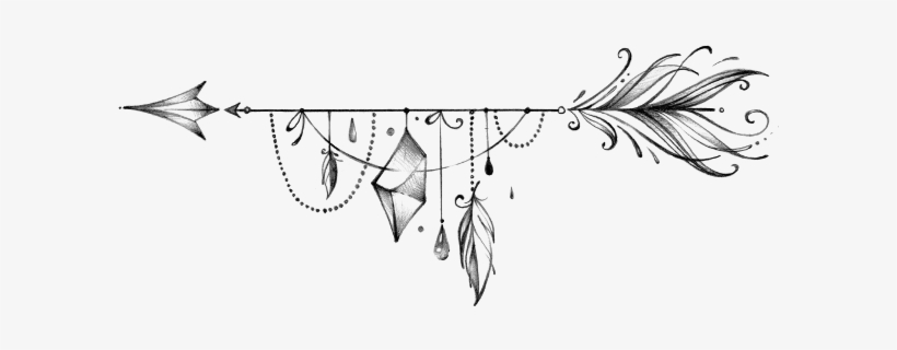 Line Lineart Arrow Boho Hipster - Boho Arrow Tattoo, transparent png #1805157