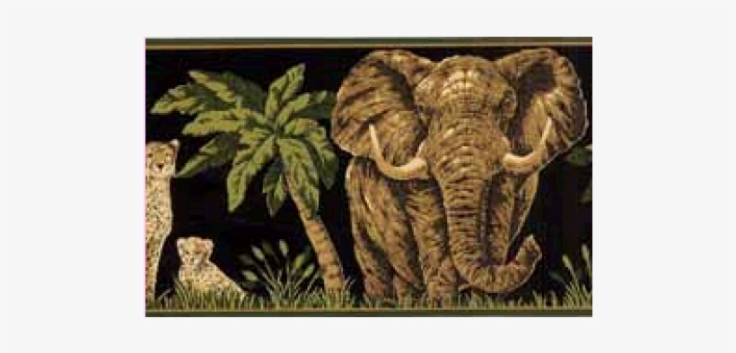 Dark Moss Jungle Animals Wallpaper Border, transparent png #1805635