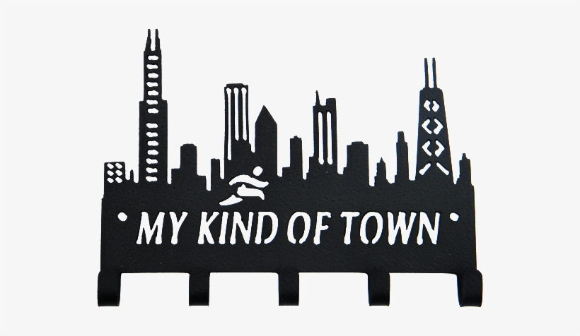 Chicago Skyline My Kind Of Town 5 Hook Black Medal - My Kind Of Town Chicago, transparent png #1806118