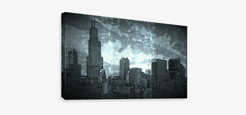 Chicago Skyline Crumple Canvas Print - Skyline, transparent png #1806145