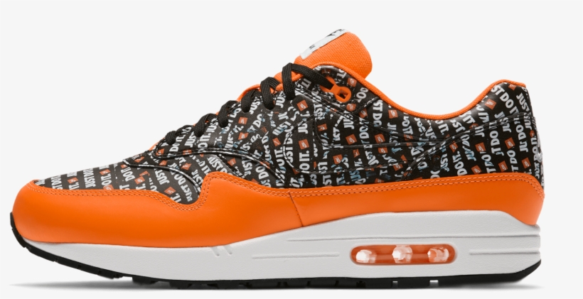 Air Max 1 Prm Just Do It Black / Total Orange / White - Shoe, transparent png #1807662