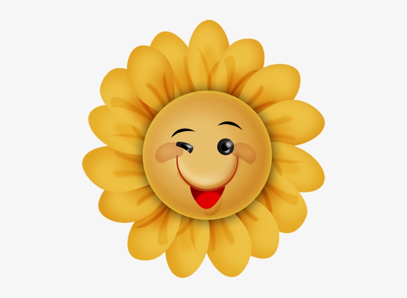 Cute Cartoon Smiling Sunflowers Vector Illustration - Cute Cartoon Flowers With Faces, transparent png #1808445