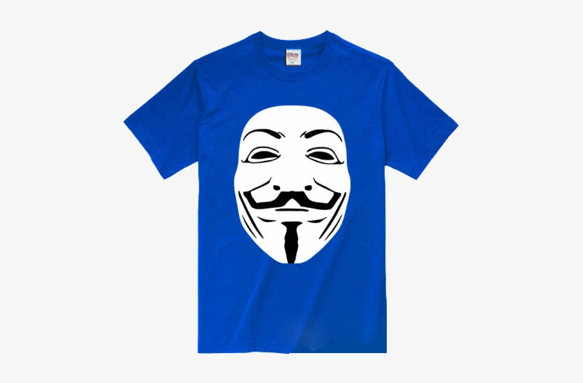 Anonymous Mask Blue T-shirt Larger Image - Guy Fawkes Mask, transparent png #1810415
