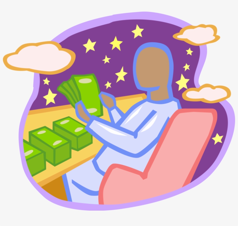 Vector Illustration Of Businessman Counts Stacks Of - Stock, transparent png #1810822