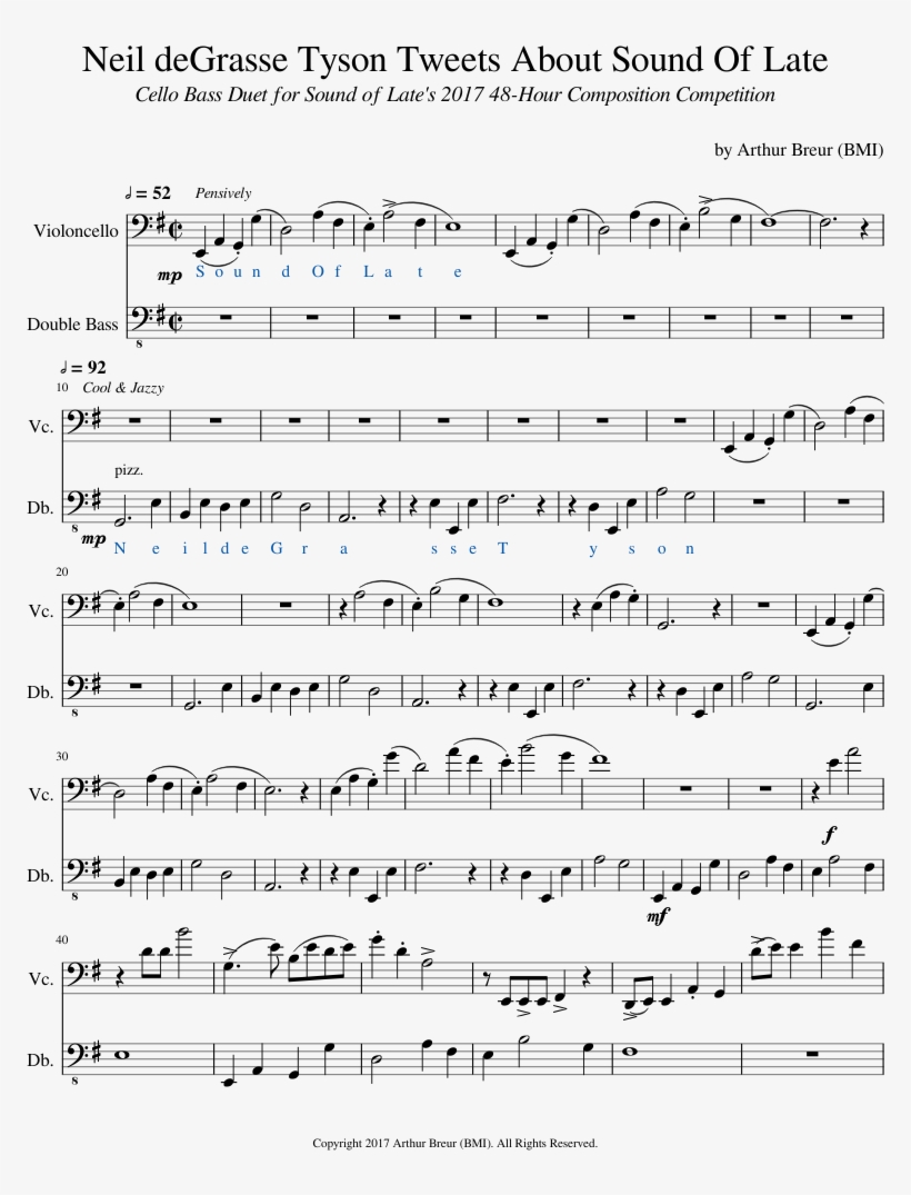 Neil Degrasse Tyson Tweets About Sound Of Late Sheet - Sheet Music, transparent png #1813315