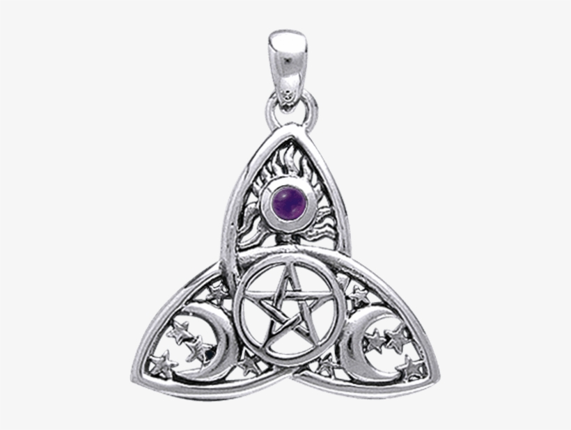White Bronze Celestial Triquetra Pendant - Silver, transparent png #1813625
