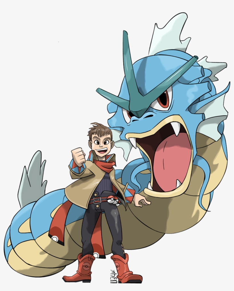 Him With Gyarados - Pokemon Trainer With Gyarados, transparent png #1814060
