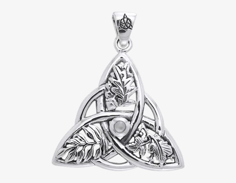 White Bronze Oak Ash Thorn Triquetra Pendant - Sterling Silver & Moonstone Oak, Ash, Thorn Triquetra, transparent png #1814081