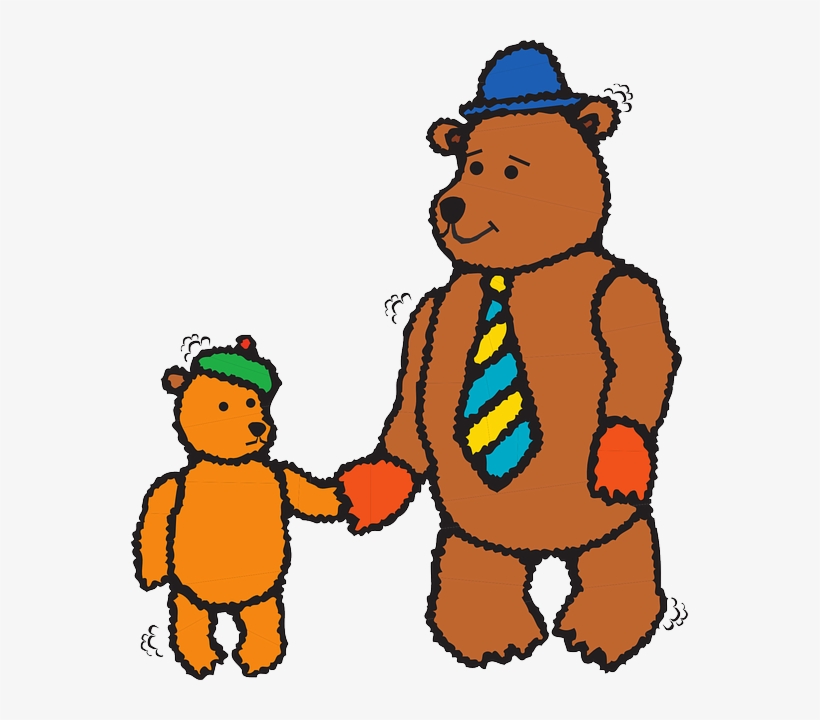 Child, Tie, Bear, Hats, Art, Father, Walking, Together - 3drose Best Dad Bears - Fathers Day - Cute Art, Iron, transparent png #1814966