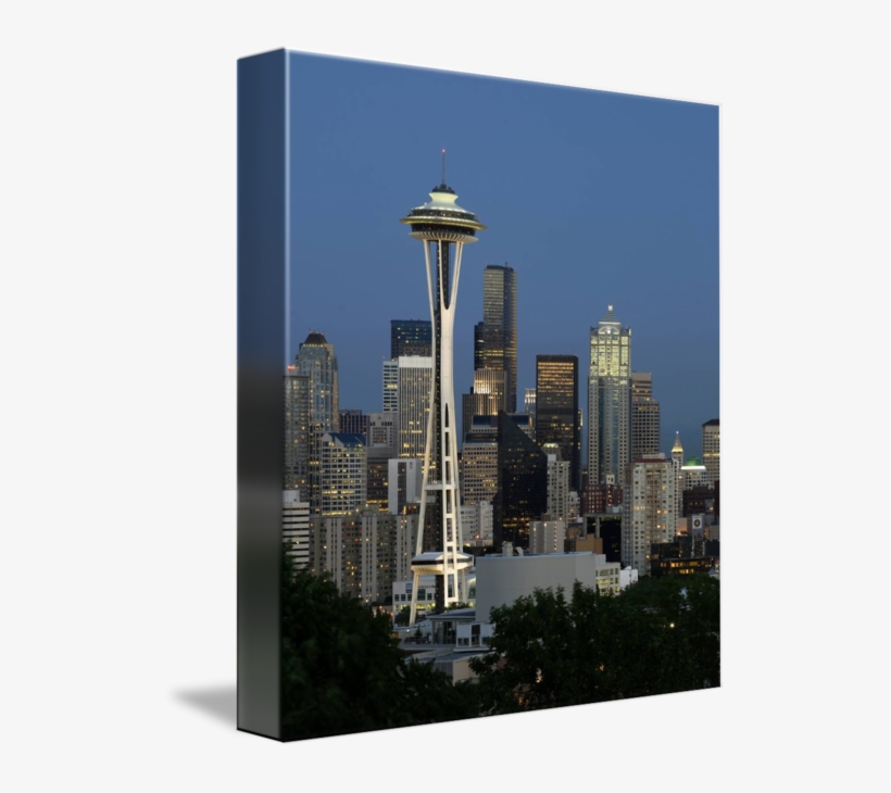 Seattle Downtown With Space Needle By Tim Knight Banner - Seattle, transparent png #1815470