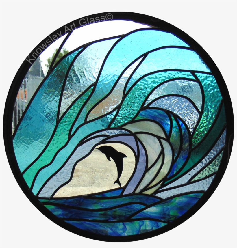 Stained Glass Sea Water Dolphin - Stained Glass, transparent png #1816118