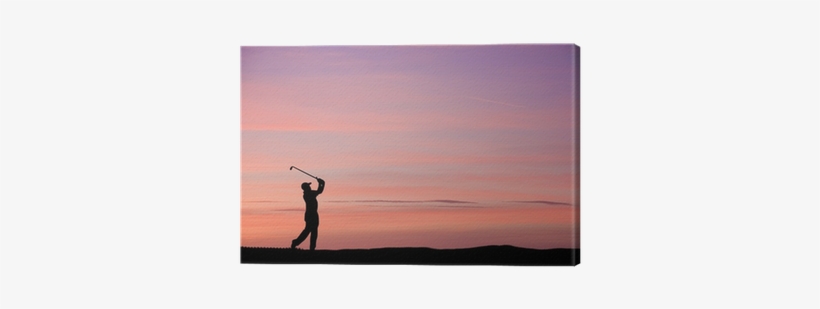 Golfer Silhouette Against Stunning Sunset Sky Canvas - Silhouette, transparent png #1820194