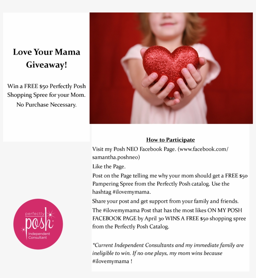 Enter To Win Mom $50 In Free Posh - Heart Giving, transparent png #1820551