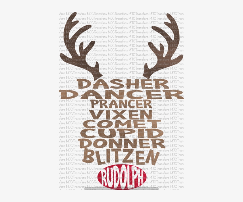 Watercolor Reindeer Names - White Sweatshirts And Hoodies By Festuvius - White, transparent png #1821063