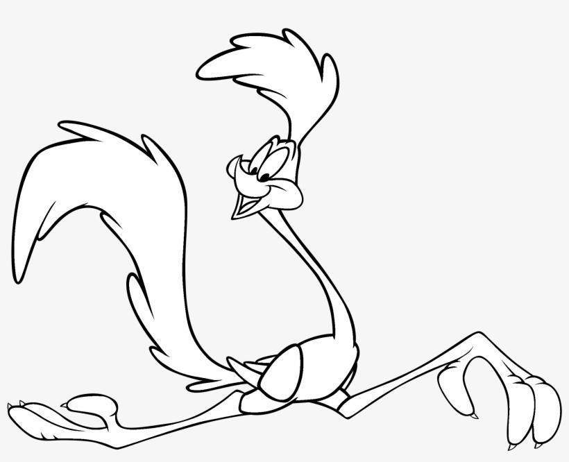 Png Transparent Library Collection Of Free Drawing - Road Runner Black And White, transparent png #1821269