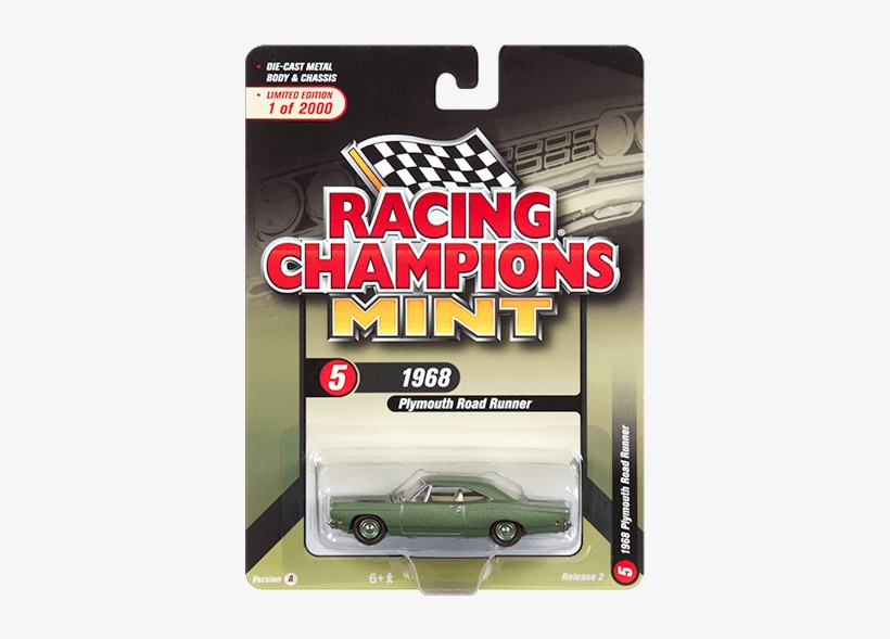 Racing Champions 1/64 1968 Plymouth Road Runner, Green - 2017 Racing Champions Mint Series 3, transparent png #1822460