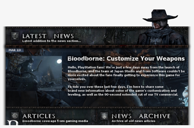 Bloodborne Latest News Bloodborne Header - Transmissible Par Le Sang : Scie Couperet, transparent png #1823491