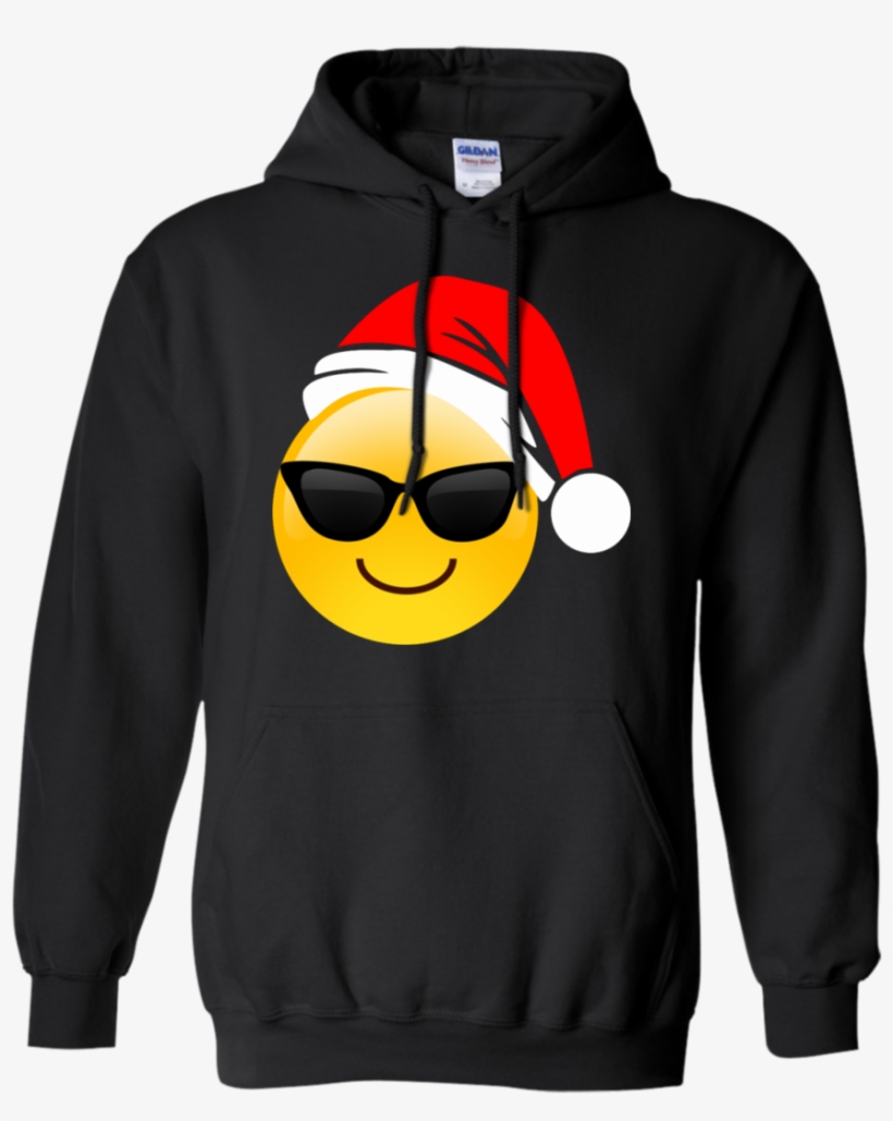 Emoji Christmas Shirt Cool Sunglasses Santa Hat Family - Shirt, transparent png #1823927